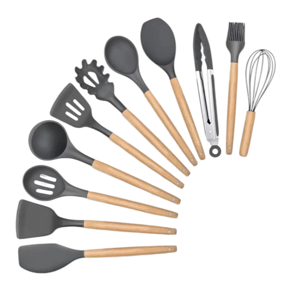 12 Pcs grey Silicone Utensil Set