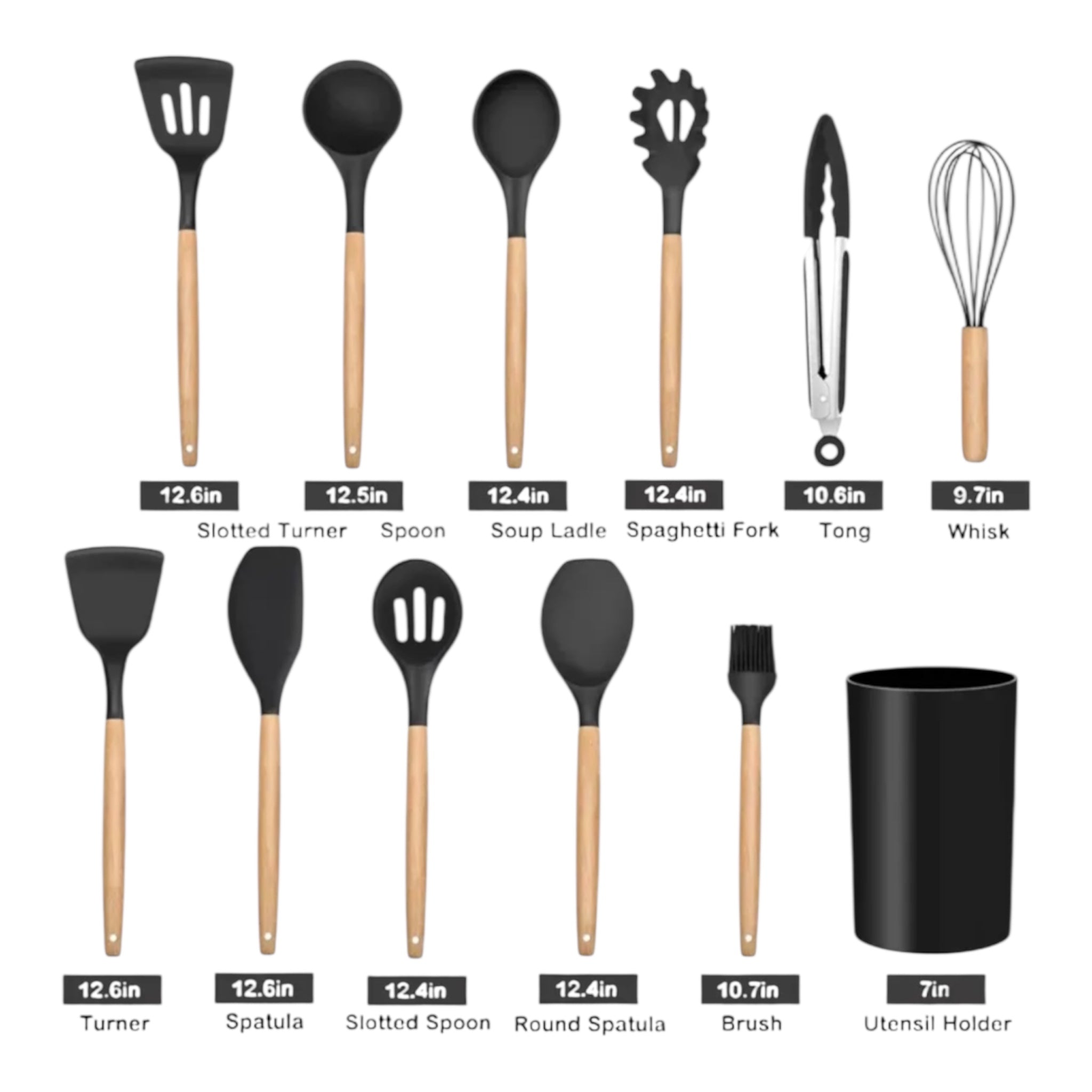 12 Pcs grey Silicone Utensil Set